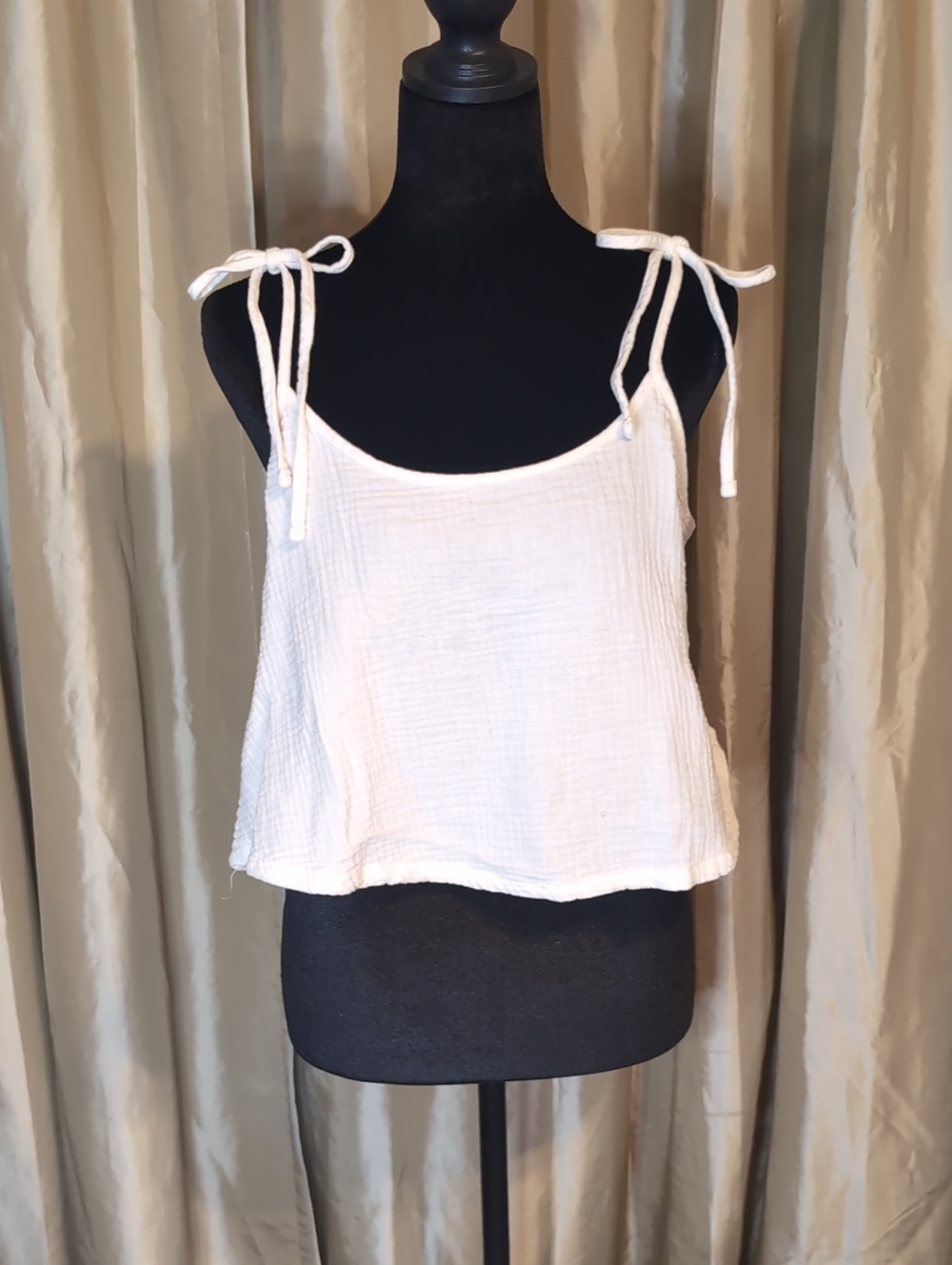 Colsie White Tie-Shoulder Cotton Gauze Camisole